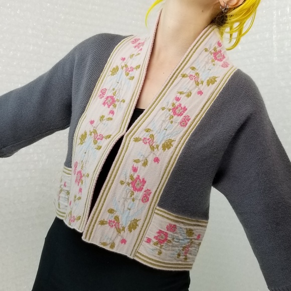 Plenty by Tracy Reese grey wool crop cardigan - Picture 6 of 8